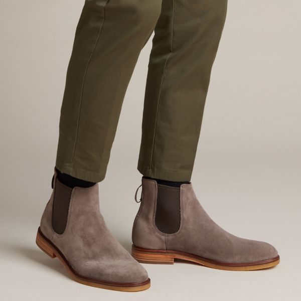 Clarks Mens Clarkdale Gobi Chelsea Boots Taupe Suede | UK-1634079
